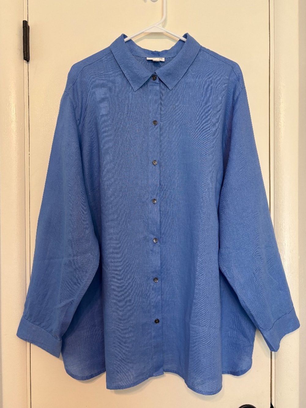 J. Jill Love Linen Women's Plus L/S Button-Front Shirt Top Blouse 3X Blue
